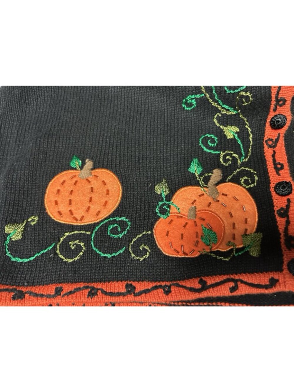 Designers Originals Studio Treat Halloween Sweater Vest Sleeveless Pumpkins Vine - Picture 4 of 8